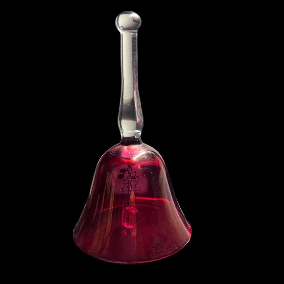 Vintage Walt DisneyWorld Crystal Arts Etched Red Mickey Mouse Bell - Picture 4 of 5
